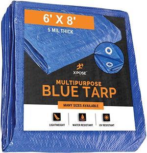 Better Blue Poly Tarp 6' x 8' - Multipurpose Protective Cover - Lightweight, Durable, Waterproof, Weather Proof - 5 Mil Thick Polyethylene - by
