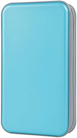 CD Case, 96 Capacity Hard Plastic CD Holder Protective DVD Disc Storage Case Holder Portable Zipper CD DVD Organizer Storage Wallet for Car Home Travel (96 Capacity, Sky Blue)