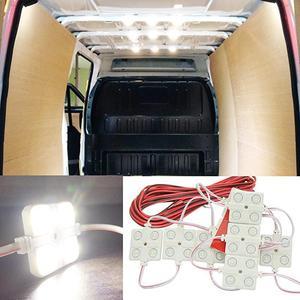 LED Ceiling Lights Kit for Van RV Boats Caravans Trailers Lorries Sprinter Ducato Transit VW LWB (10 Modules, White), 12V 40 LEDs Van Interior Light Kits