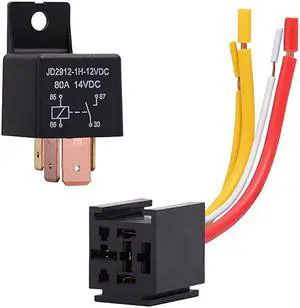 4-Pin Relay with Harness Car Truck Motor Heavy Duty 80A 12V On/Off Normally Open SPST Relay Socket Plug 4 Wire Automotive Relay Model JD2912-1H-12VDC 80A 14VDC,Pack of 1 4-Pin Relay with Harness Car Truck Motor Heavy Duty 80A 12V On/Off Normally Open SPST Relay Socket Plug 4 Wire Automotive Relay Model JD2912-1H-12VDC 80A 14VDC,Pack of 1