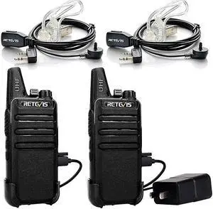 RT22 Walkie Talkies Rechargeable Long Range,Wireless VOX Two Way Radio with Air Tube Earpiece Adults Kids Camping Hiking Biking (2 Pack)
