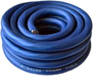 0 Gauge Blue Amplifier Power/Ground Wire 1/0 Ga Amp Cable, 25 Feet