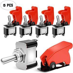 90014E Heavy Duty Rocker Toggle Switch 12V 20A Red Cover SPST ON/Off 2Pin Car Truck Boat-5 Pack, 2 Years Warranty