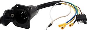 4-Way Flat to 7-Way RV Blade Trailer End Electrical Adapter Plug