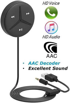 SoundTek A1+ Aux Bluetooth Car Kit Handsfree Calls Music Streaming Qualcomm Chipset Built in DSP + MIC and Noise Isolator AAC Codec Aux Bluetooth Receiver/Adaptor for Car SUV Trucks