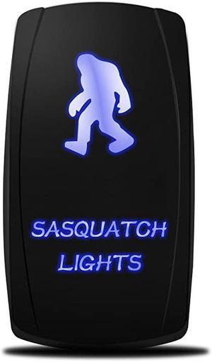 ACSSB Laser On-Off Rocker Switch with Jumper Wire, 5 Pin, 20 Amp, 12V, LED Lights, Sasquatch Light, Blue