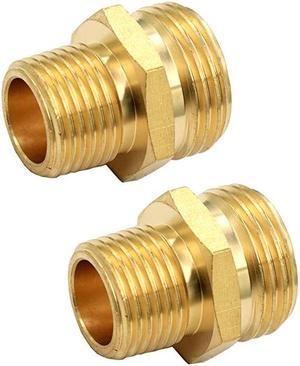 34 GHT Male x 12 NPT Male Connector Brass Garden Hose Fitting Adapter Industrial Metal Brass Garden Hose to Pipe Fittings Connect 2 Pack