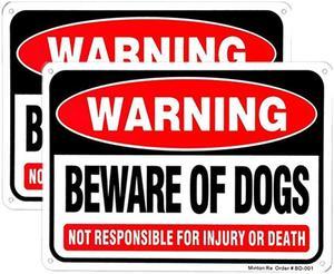 Pack Beware of Dog Sign 10 x 7 Rust Free Aluminum Warning Dog Sign UV Printed Reflective Weather Resistant Dog Bite Sign for Outdoors