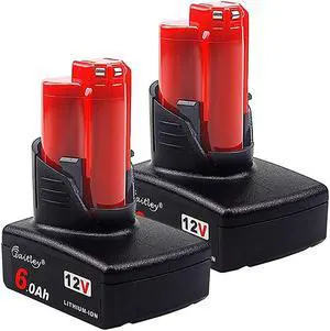 2 Pack  M12 6A Replacement Battery Compatible with Milwaukee M12 12V Lithiumion Battery 48112411 48112440 48112402 Tools