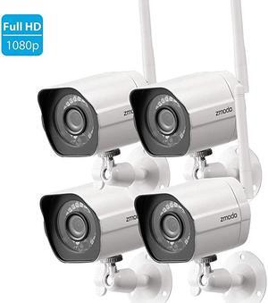 1080p Full HD Outdoor Wireless Security Camera System 4 Pack Smart Home Indoor Outdoor WiFi IP Cameras with Night Vision Compatible with Alexa