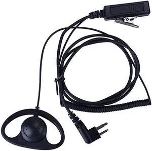 D Shape Earpiece Headset with Big PTT for 2 Pin Walkie Talkie Radio Motorola
