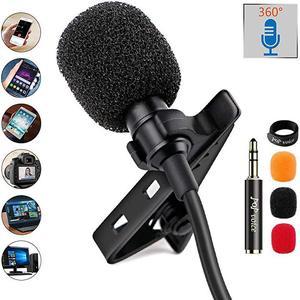 128 Feet Lavalier Lapel Microphone Professional Grade Omnidirectional Mic Condenser Small Mini Perfect for Recording Podcast PC Laptop Android iPhone YouTube Interview ASMR External