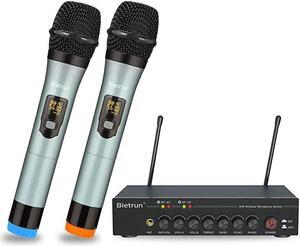 Microphone with Bluetooth Echo Treble Bass UHF Dual Dynamic Handheld Metal Microphone System Set 14quotRCA Output 160 Ft Range for Amp PA System Singing Machine Church