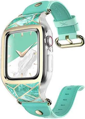 Band Compatible with Apple Watch Band 38 mm Cosmo Stylish Sporty Protective Bumper Case with Adjustable Strap Bands for Apple Watch Series 321 Green