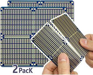 Snappable PCB Strip Board with Power Rails for Electronics Projects Compatible for DIY Arduino Soldering Projects GoldPlated 38x35 2 Pack Blue