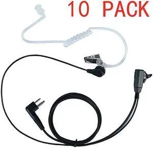 2 Pin Covert Acoustic Tube Earpiece Headset with Mic PTT for Motorola cls1110 cp200 cls1410 cp185 cp200d rdm2070d walkie Talkie 2 Way Radio10 Packs by