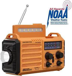 Weather Radio for Household Outdoor Emergency Portable AMFM SW Radio 5 Way Powered SolarHand Crank2000mAh Rechargeable Power BankUSB Charger LED Flashlight Reading Lamp Compass Strap