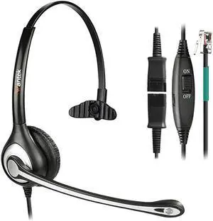 Corded Telephone Headset Mono wNoise Canceling Mic + Quick Disconnect Compatible with ShoreTel Polycom Zultys NEC Aspire Dterm Nortel Norstar Meridian Siemens ROLM Landline Deskphones600QS2