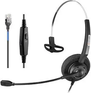 Phones Headset RJ9 with Pro Noise Canceling Mic and Mute Switch Wired Office Headset Compatible with Polycom Mitel Plantronic Avaya Landline Phones