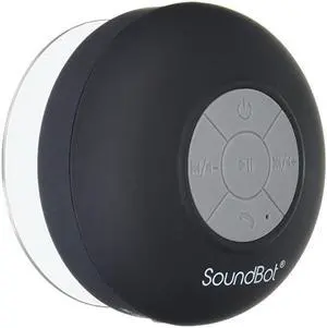 SB510 HD Water Resistant Bluetooth 30 Shower Speaker Handsfree Portable Speakerphone with Builtin Mic 6hrs of Playtime Control Buttons and Dedicated Suction Cup for ShowersGryBLK