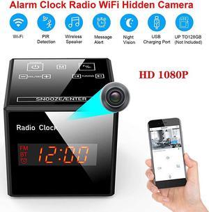 Cam Spy Camera Alarm Clock FM Radio 1080P Nanny Cams Wireless with Phone App Bluetooth Speaker amp USB Charging Ports Night Vision amp Motion Detection Storage 128GB
