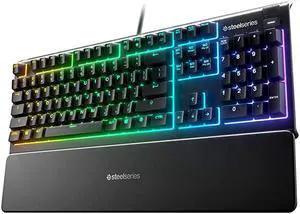 Apex 3 RGB Gaming Keyboard 10Zone RGB Illumination IP32 Water Resistant Premium Magnetic Wrist Rest Whisper Quiet Gaming Switch