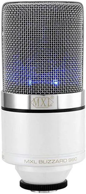Mics 990 Blizzard Condenser Microphone with Blue LED Lights for Podcasting Voice Overs Studio Recordings