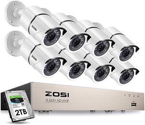 8CH 5MP PoE Home Security Cameras System with 2TB Hard DriveH265+ 5MP 8Channel NVR Security System and 8pcs Wired 5MP Outdoor Weatherproof 120ft Night Vision PoE IP Cameras for 247 Recording