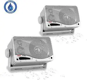 3Way Waterproof Marine Box Speakers 35quot 200 Watt Dual Indoor Outdoor Speaker System WeatherproofWaterproof Outdoor Speaker Home Boat Pool Patio Indoor Outdoor Use  PLMR24S Silver