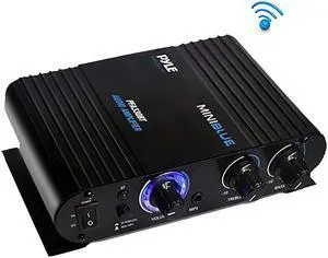 Wireless Bluetooth Home Audio Amplifier 90W Dual Channel Mini Portable Power Stereo Sound Receiver w Speaker Selector RCA AUX LED 12V Adapter For iPad iPhone PA Studio Use  PFA330BT