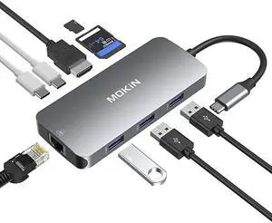 USB C Adapters for MacBook Pro/Air,Mac Dongle with 3 USB Port,USB C to HDMI, USB C to RJ45 Ethernet, 9 in 1 USB C to HDMI Adapter,100W Pd Charging, USB C to SD/TF Card Reader USB C Hub