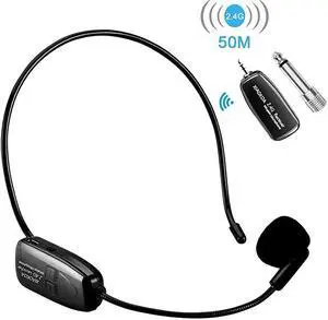 Wireless Microphone Headset  24G Wireless Mic 50m Stable Wireless Transmission Headset and Handheld 2 in 1 for Voice Amplifier Camera Recording Speaker
