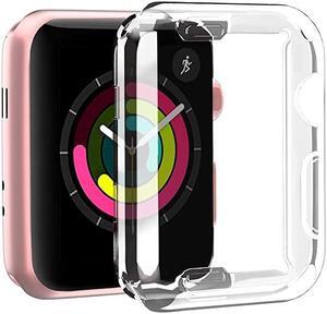 Case for Apple Watch Series 3 2 1 42mm with Buit in TPU Clear Screen Protector - All Around Protective Case High Definition Clear Ultra-Thin Cover for Apple iwatch 42mm