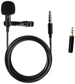 Lapel Microphone Clip on Omnidirectional Condenser Mic Professional Compatible iPhone Samsung Galaxy Android Smartphones iPad DSLR Camera Recording YouTube Interview Studio Video