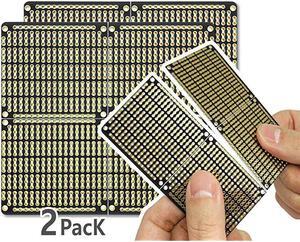 PCB Prototype Board Snappable Strip Board with Power Rails for Arduino and DIY Electronics GoldPlated 38quotx35quot 2 Pack Matte Black