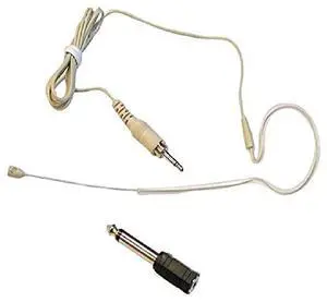 Over Ear Boom Microphone Headset Professional Hands Free Omnidirectional Wired Audio Condenser Microphone Headset w 35mm 14 Adapter 12m Cable and Windscreen  Pro PMEM1 Beige