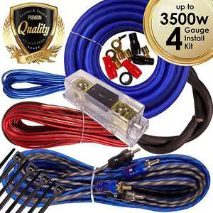 Complete 3500W  4 Gauge Amplifier Installation Wiring Kit Amp Pk2 4 Ga Blue for Installer and DIY Hobbyist Perfect for CarTruckMotorcycleRvATV BGRKIT4BPK23500W