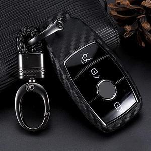 TM soft silicone carbon fiber style smart keyless remote Key Fob case Cover For MercedesBenz EClass SClass W213 2016 2017 2018 2019 keychain Benz new key