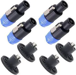 8 Pack Audio Speaker Plug Kit 4 Pole Speaker Plug Twist Lock Compatible with Jack Twist Lock 4 Pole Round Perfect for Neutrik Speakon NL4FC NL4FX NLT4X NL2FC NA4LJ NA4LJX NL4MP NL4MPR