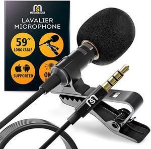 Lavalier Microphone for Bloggers and Vloggers Lapel Mic Clipon Omnidirectional Condenser for iPhone Ipad Samsung Android Windows Smartphones