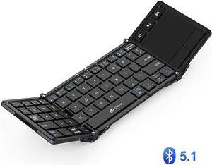 Bluetooth Keyboard  BK08 Folding Keyboard with Sensitive Touchpad Sync Up to 3 Devices PocketSized TriFolded Fodable Keyboard for Windows Mac Android iOS