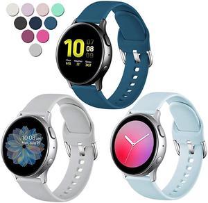 Bands Compatible with Samsung Galaxy Watch Active 2 40mm 44mmActiveGalaxy Watch 3 41mm Galaxy Watch Bands 42mm 20mm Silicone Sport Strap3 PackSmall Gray Light Blue Slate Blue