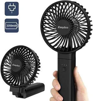 Handheld Fan  3350mAh Battery Fan 2020 Upgraded Portable Fan with Unique One Touch Power Off USB Desk Fan 317 Hours 4 Speeds Strong Winds Personal Cooling Fan for Home Office OutdoorBlack