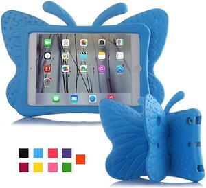 iPad case for Kids,  3D Cartoon Butterfly Non-Toxic EVA Light Weight Kid Proof Shockproof case with Kickstand for ipad 5/ ipad 6 /ipad pro 9.7/ New iPad 2017 case (Blue)