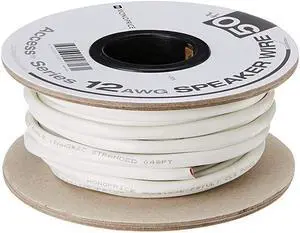 Access Series 12 Gauge AWG CL2 Rated 2 Conductor Speaker WireCable 50ft Fire Safety in Wall Rated Jacketed in White PVC Material 999 OxygenFree Pure Bare Copper