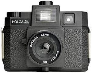 120GCFN Plastic Medium Format Camera with Builtin Flash and Glass Lens Black 296120