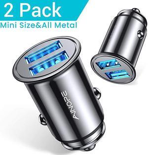 Cigarette Lighter USB Charger All Metal Mini Car Charger Adapter 48A Fast USB Car Charger 2 Port Flush Fit Compatible with iPhone 1211prox76s iPad Air 2Mini 3 Galaxy S10S9S8Black