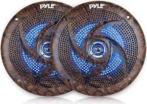 PLMRLE64DK Waterproof Rated Marine LowProfile Slim Speaker Pair with Builtin LED Lights Camo Style 65quot 240 W Pair