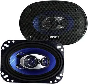 4 x 6 Three Way Sound Speaker System Pro Mid Range Triaxial Loud Audio 240 Watt per Pair w 4 Ohm Impedance and 34 Piezo Tweeter for Car Component Stereo PL463BL