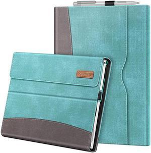 Case for 12.3 Inch Microsoft Surface Pro 7, Surface Pro 6, Surface Pro 5, Surface Pro 4, Pro 3 - Portfolio Business Cover with Pocket, Compatible with Type Cover Keyboard (Turquoise)